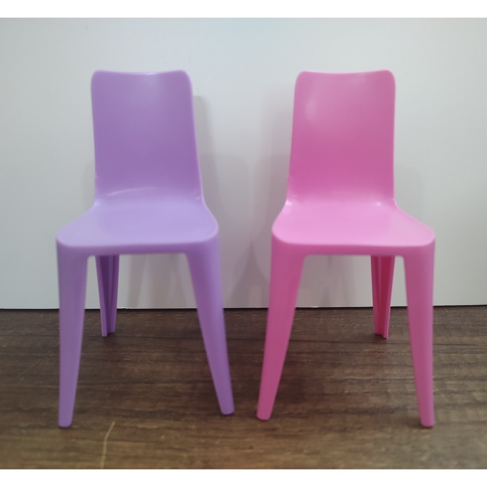 Barbie Doll House square back Chair Set Of 2 Pink Purple A4